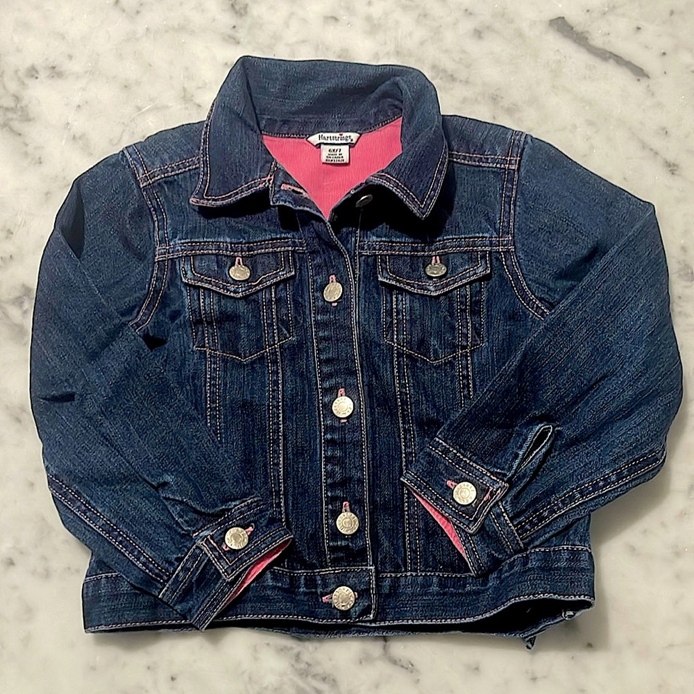 Girls Jean DENIM jacket Hartstrings pink corduroy cuffs and collar